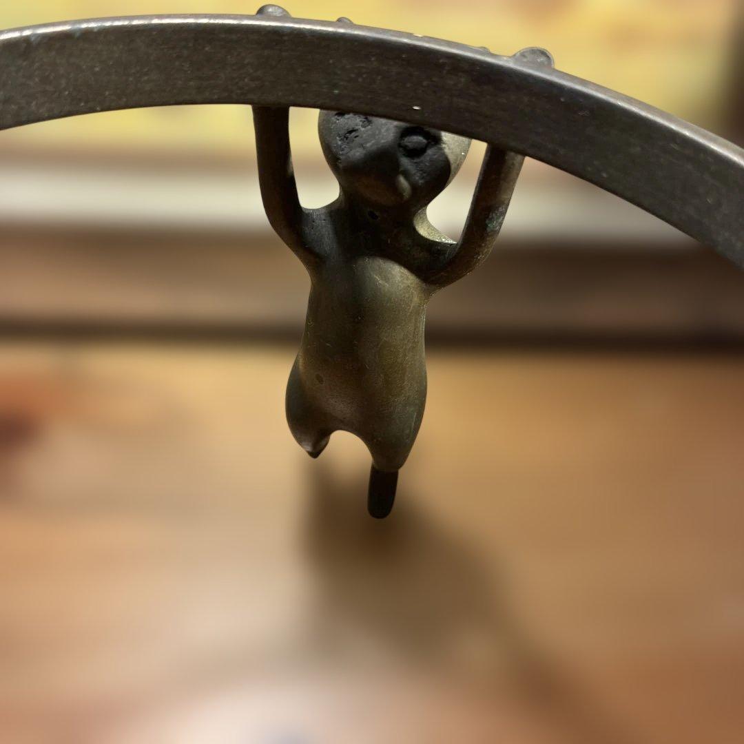 銅製 五徳 三猫 猫 火鉢 囲炉裏 茶道具 鍋置き 蓋置 金属工芸 三匹猫