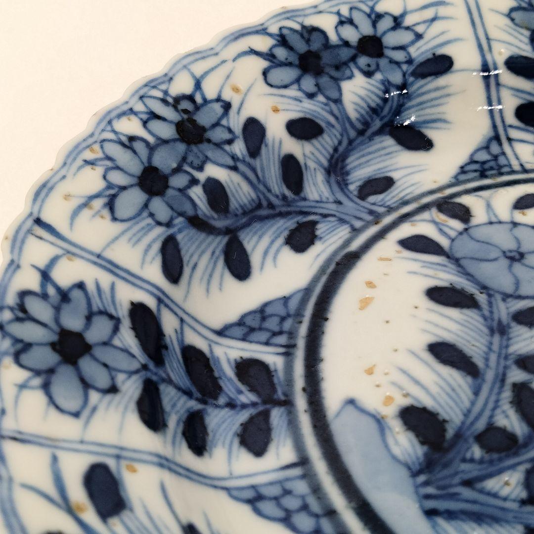 W179-2 清朝期 古染付青花画 小皿 小鉢 在銘 康熈年製 3枚セット　I