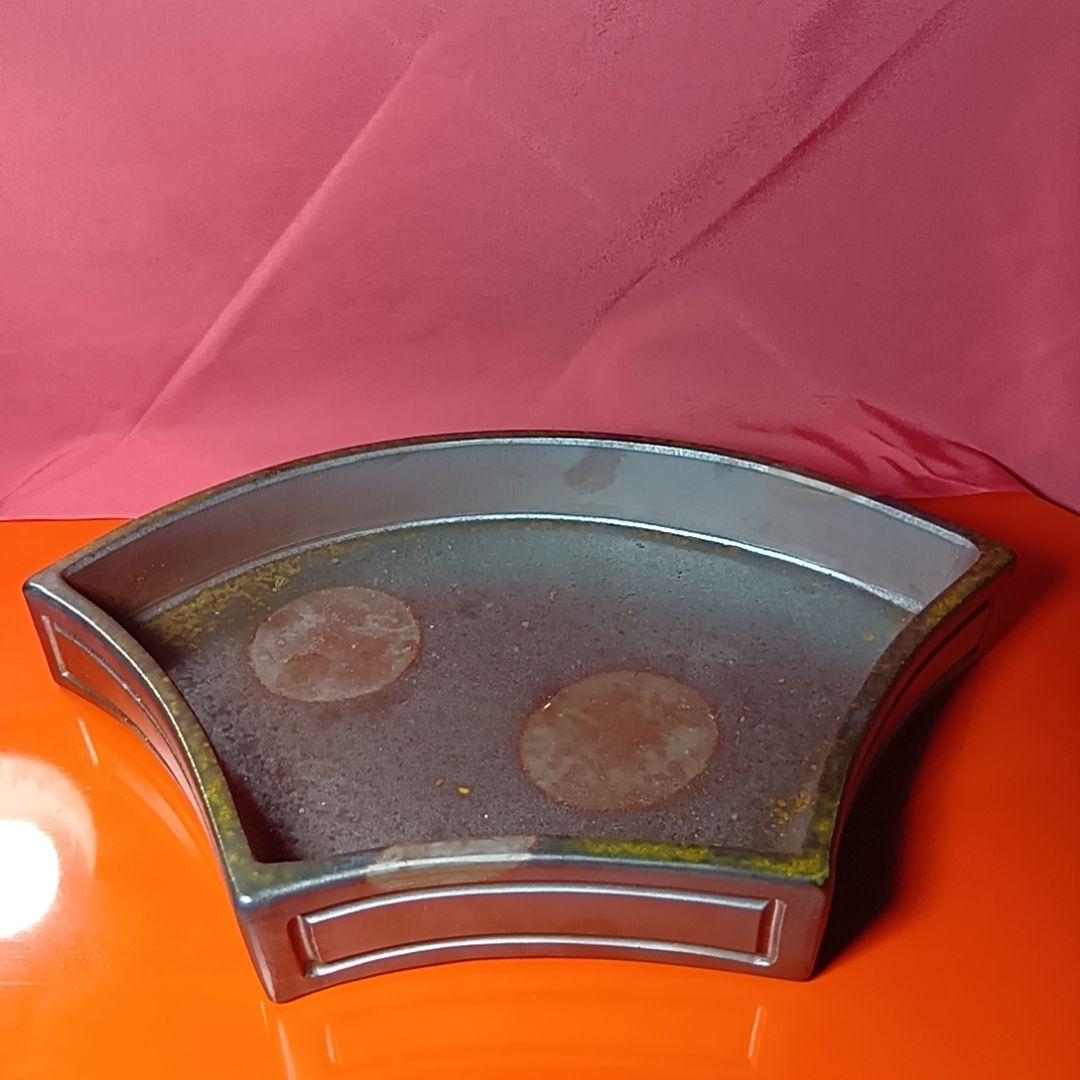 骨董品　備前焼　扇型器　飾り皿　お茶器　菓子皿、扇型皿　極美品