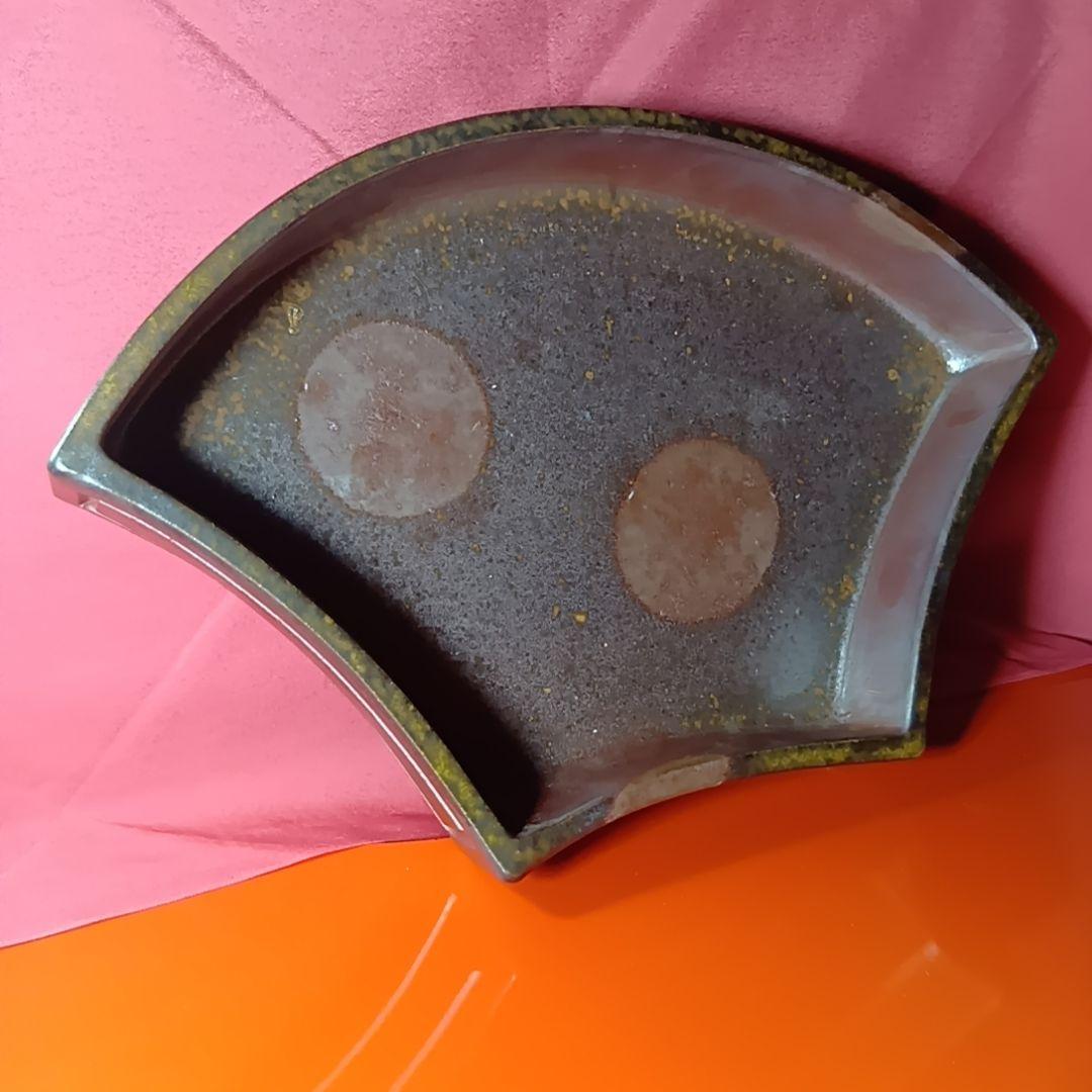 骨董品　備前焼　扇型器　飾り皿　お茶器　菓子皿、扇型皿　極美品