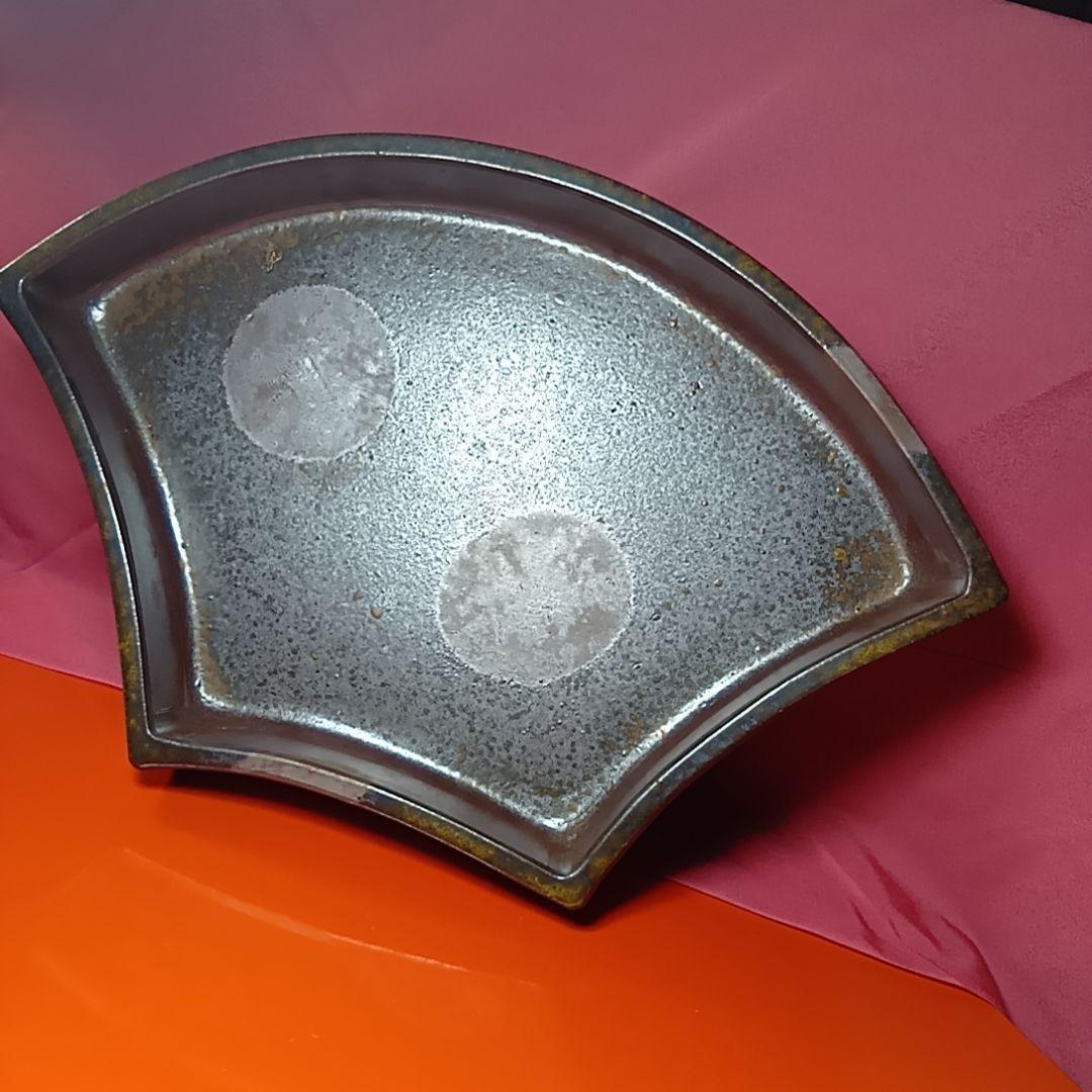 骨董品　備前焼　扇型器　飾り皿　お茶器　菓子皿、扇型皿　極美品