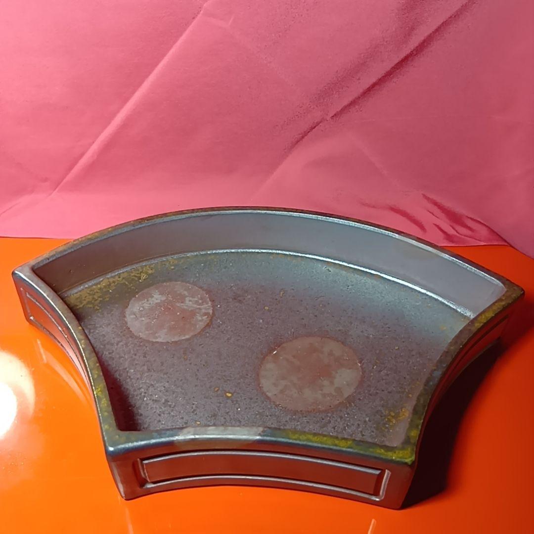 骨董品　備前焼　扇型器　飾り皿　お茶器　菓子皿、扇型皿　極美品