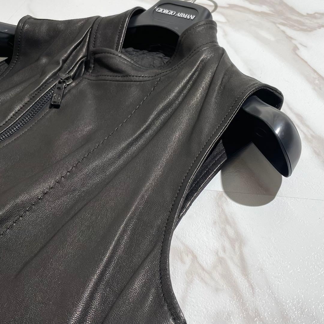 極美品✨ ジョルジオアルマーニ レザージャケット 最高級黒タグ ブラック