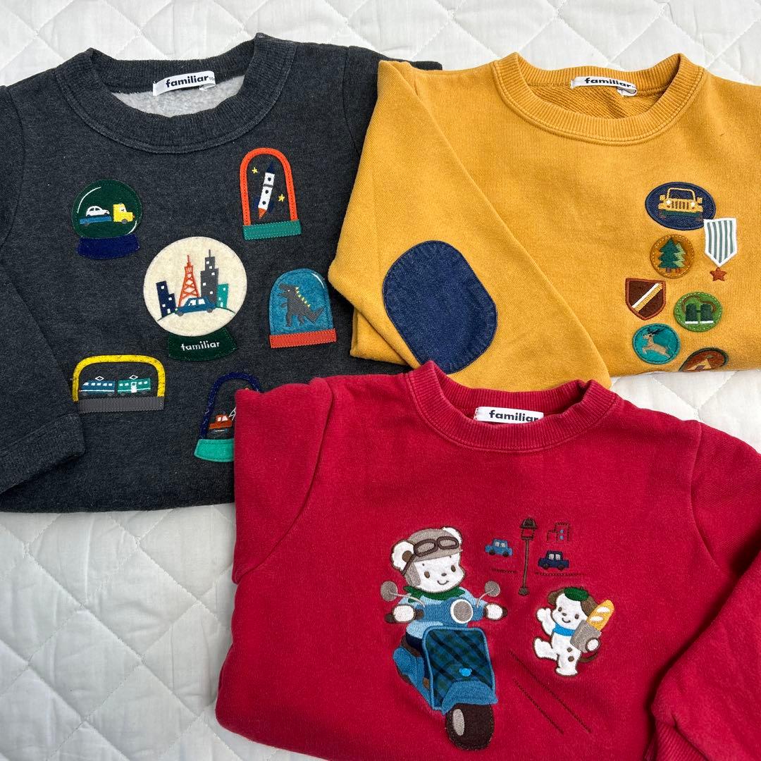 m*様 familiar トレーナー 3点セット　100㎝　乗り物　ファミちゃん