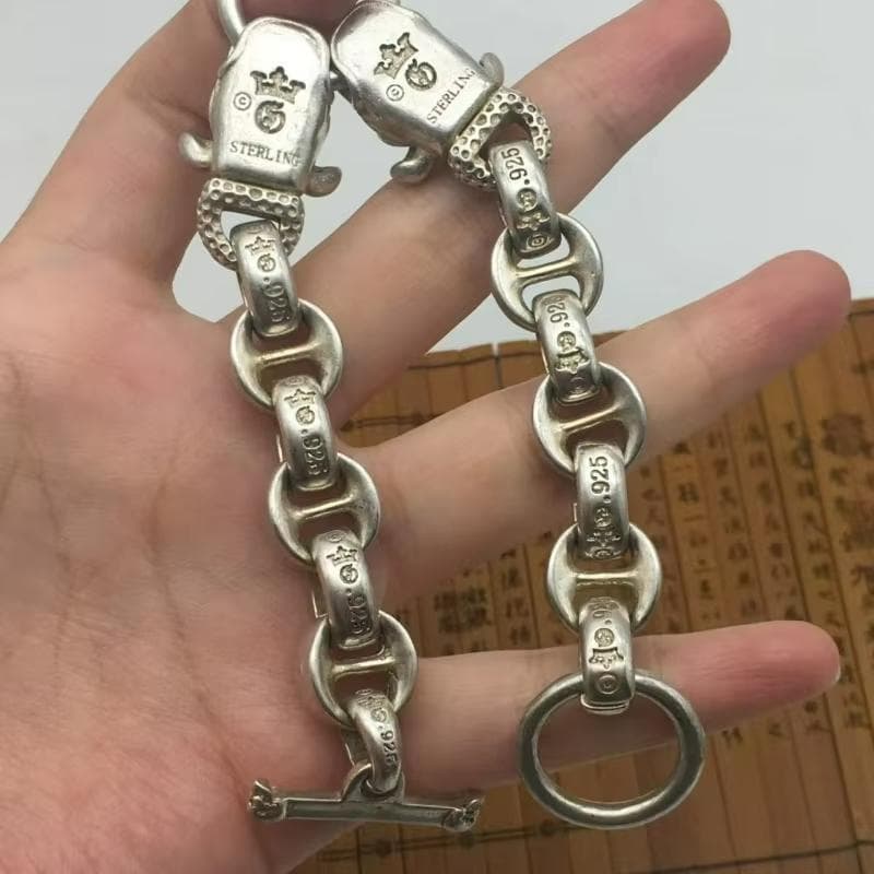 シルバー925 ダブルブルドッグ ヴィンテージチェーンブレスレット