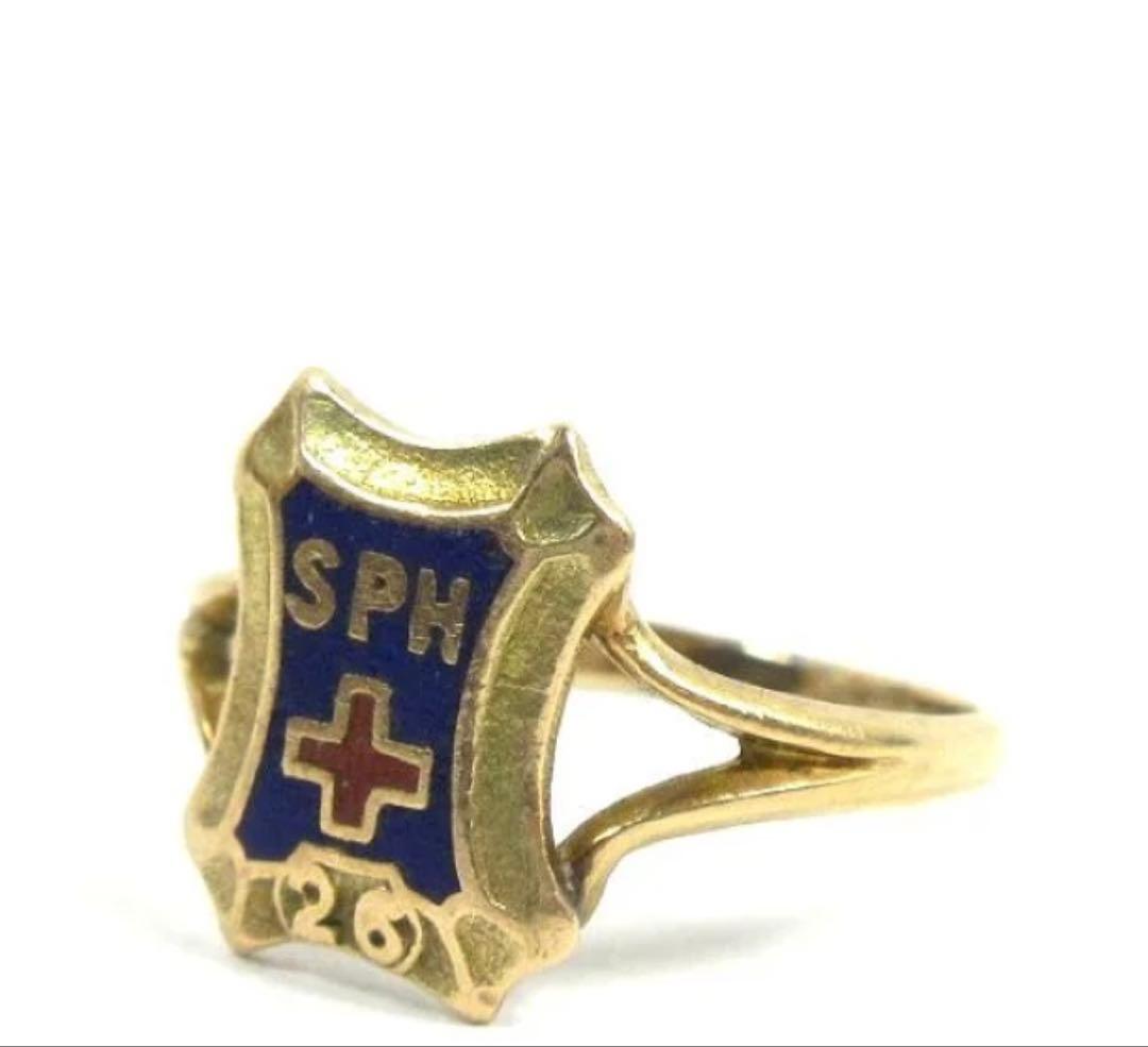 カナダ製26sBIRKS社アSPHカレッジリング指輪10金無垢10Kゴールド