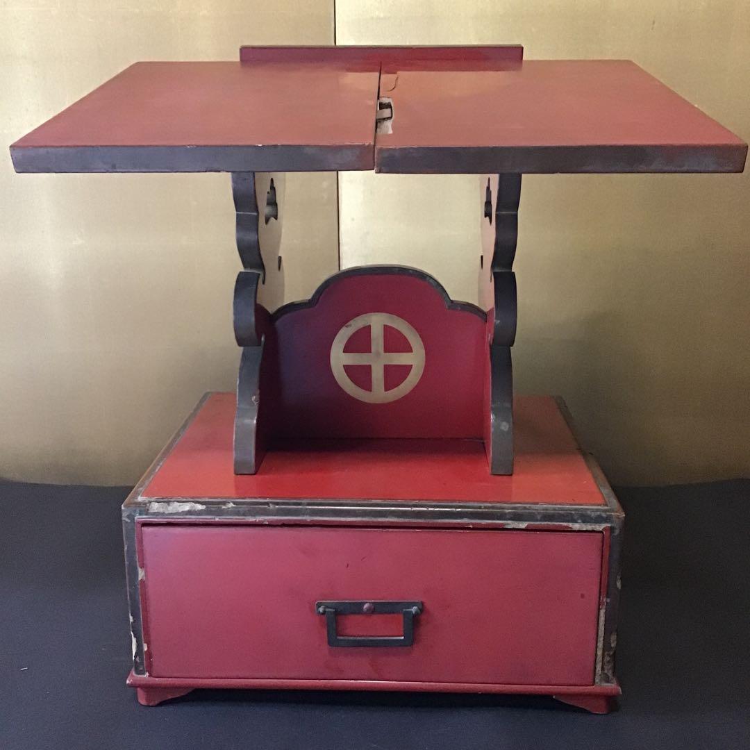 薩摩家紋　朱塗　見台　江戸期