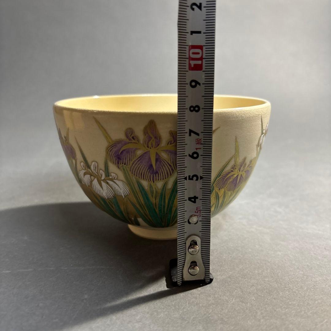 清閑寺　杉田祥平　色絵仁清燕子花画　茶碗　共箱