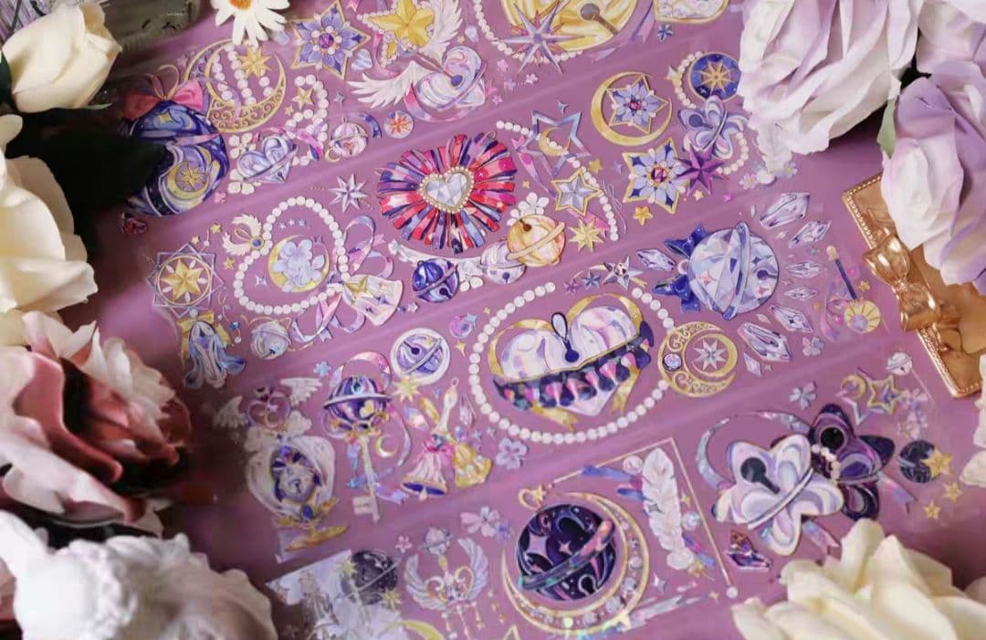 巻売 490★ 海外 マスキングテープ マステ PET 装飾 リボン 星 贝壳光