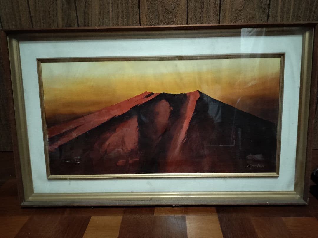 絵画 油絵 赤富士 Y.NAKA サイン有り