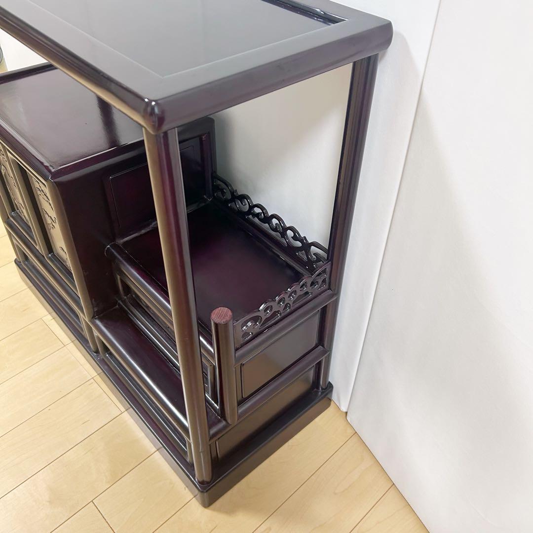 茶棚 茶箪笥 昭和レトロ 古家具 飾棚 古民家　松模様　松文様　吉祥文様