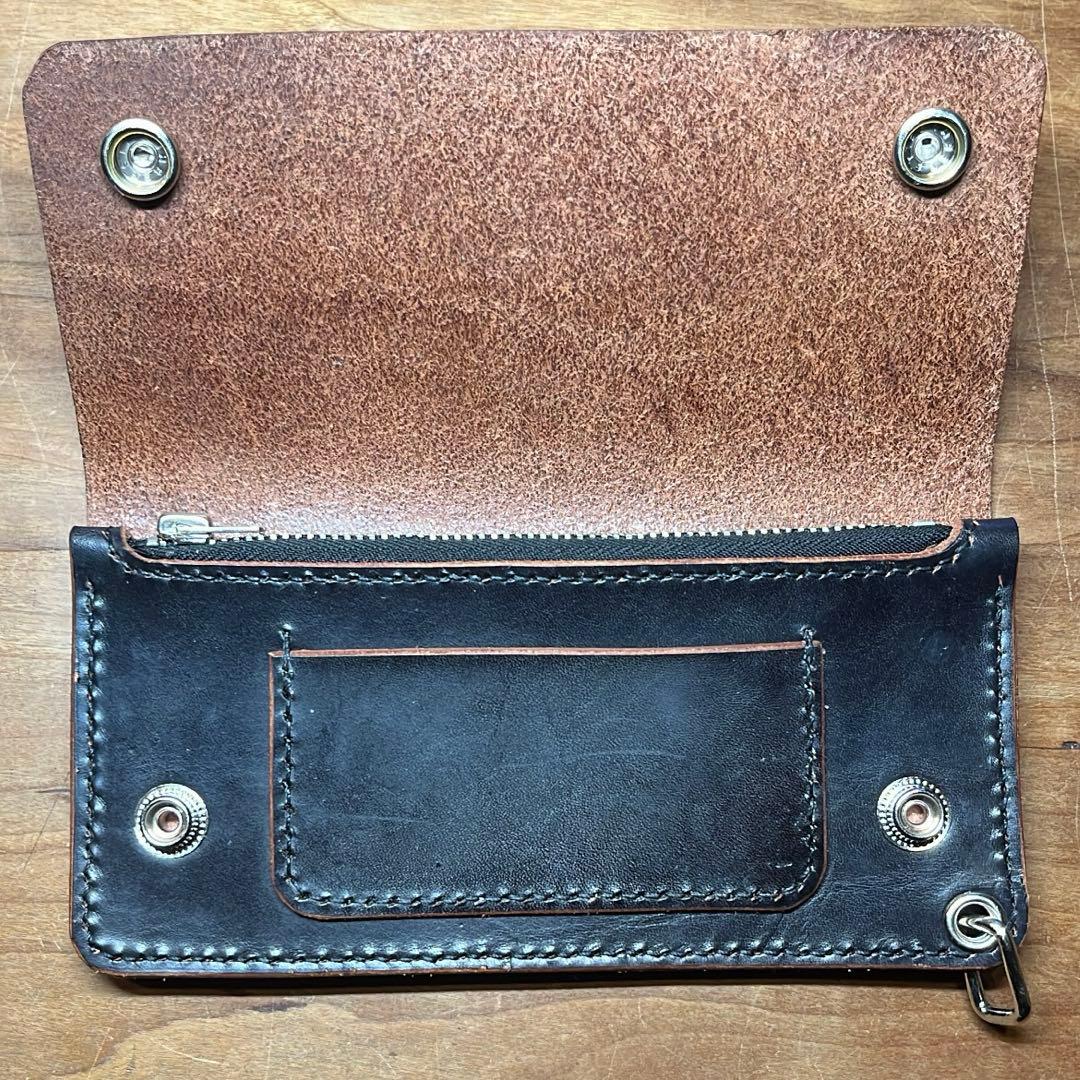 茶芯ハンドメイドトラッカーウォレット タロンジップ ウォレットチェーンセット