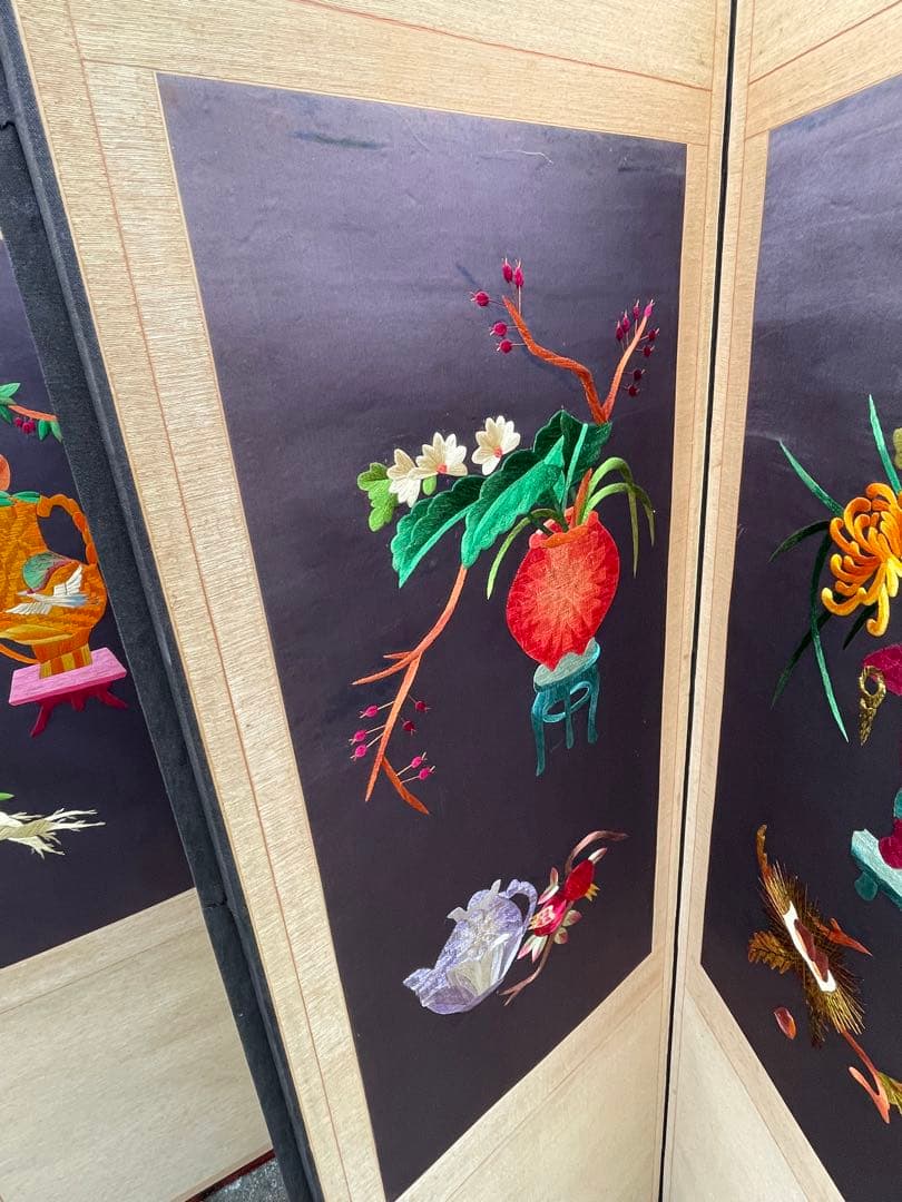 稀少/旧家/時代物/当時物/古美術/屏風/紙本/8曲/古民家/①