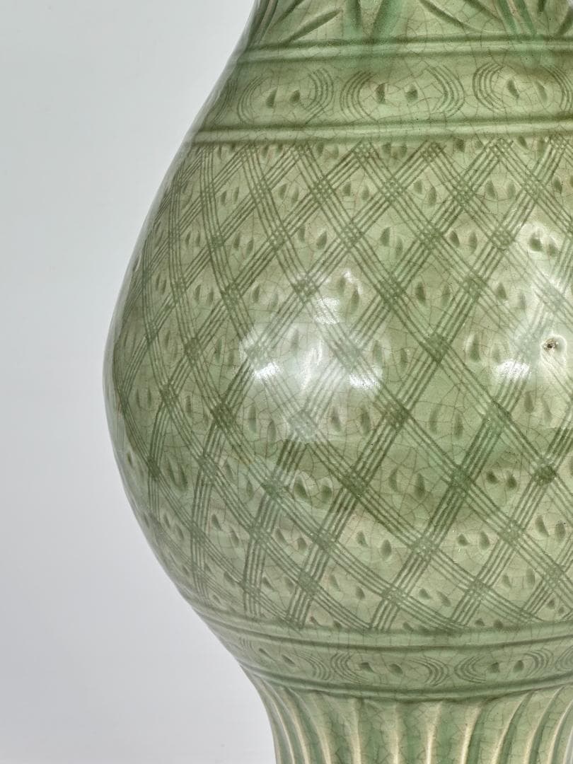 中国美術　龍泉窯　天龍寺　青磁　七官　花瓶　花器　時代　古物　唐物　明時代？