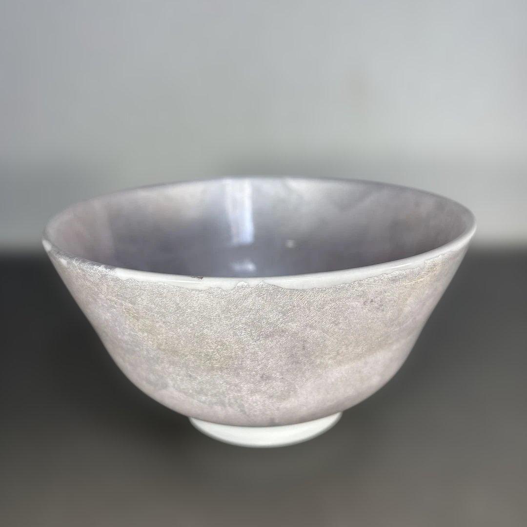 【人間国宝】 中田一於 本人作 淡桜 釉裏銀彩 茶碗 茶道具 美術品