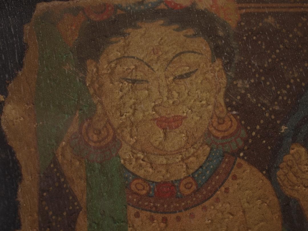 骨董市掘り出し品 中国唐時代　敦煌莫高窟壁画 彩絵　 AK1802B16-3