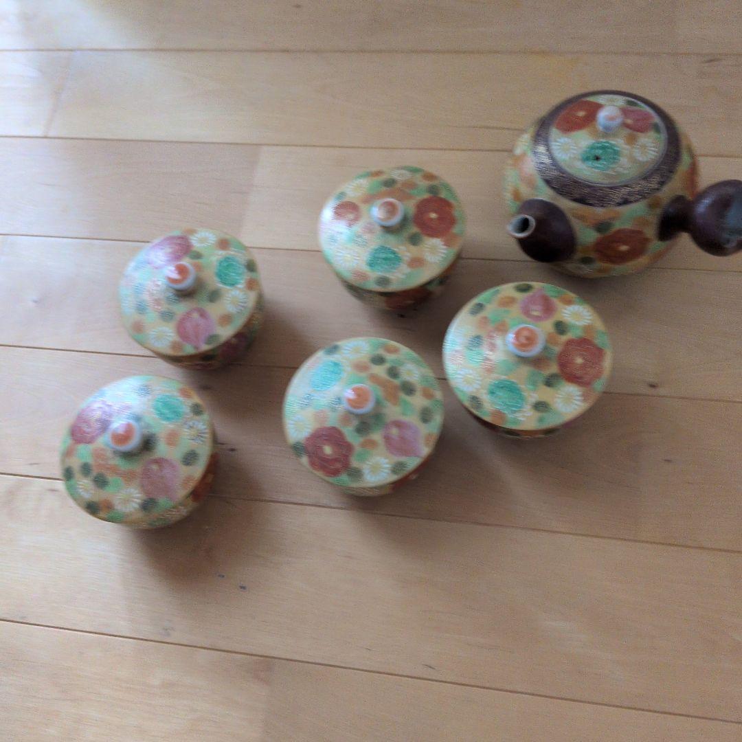 茶道具セット 花柄 陶器製 6点 九谷焼