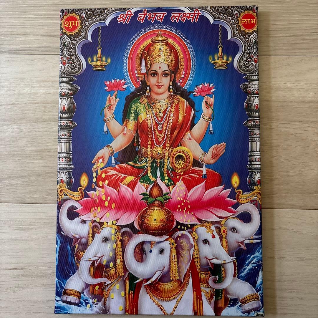 希少、ヒンドゥー教、インドの女神、キャンバスアート、裏面フック付き