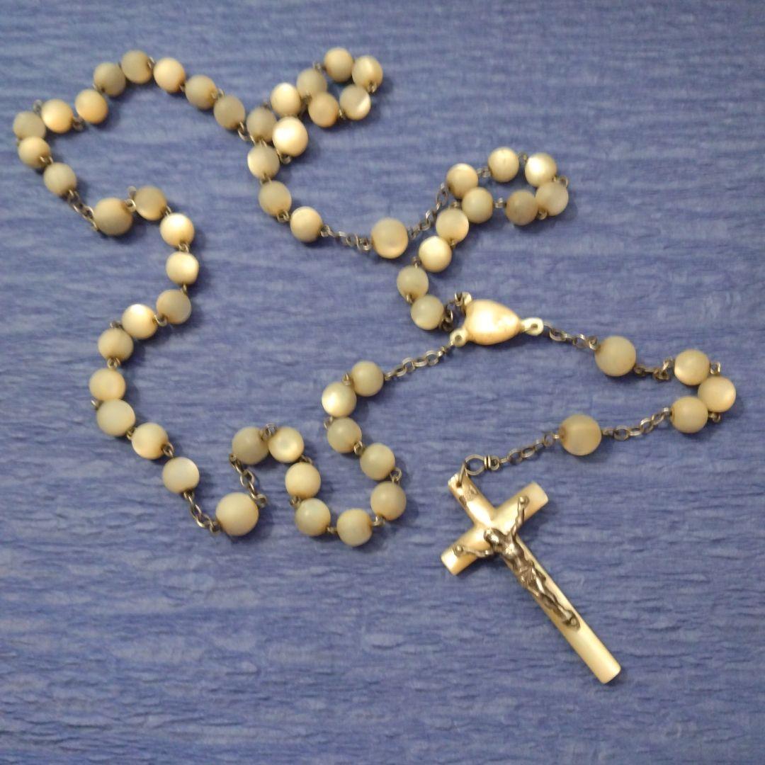 お値下げ　アンティーク　ロザリオ　マザーオブパール　フランス