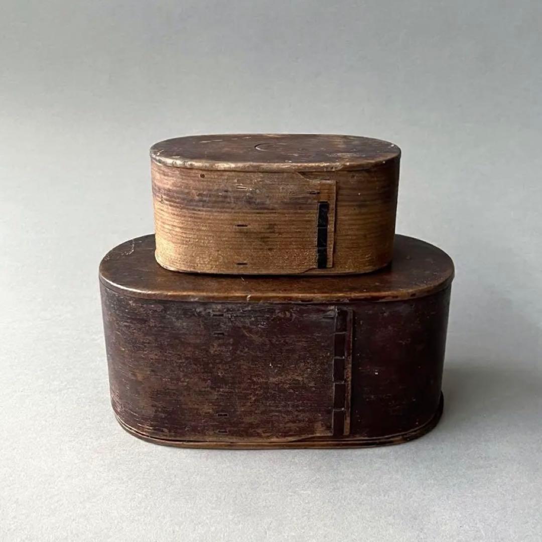 骨董 曲げわっぱ 蔵出し品 大小2点セット 丸二印