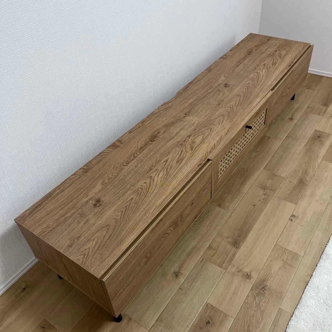 （送料込み）完成品、LOWYA ラタンテレビ台 ナチュラルブラック180