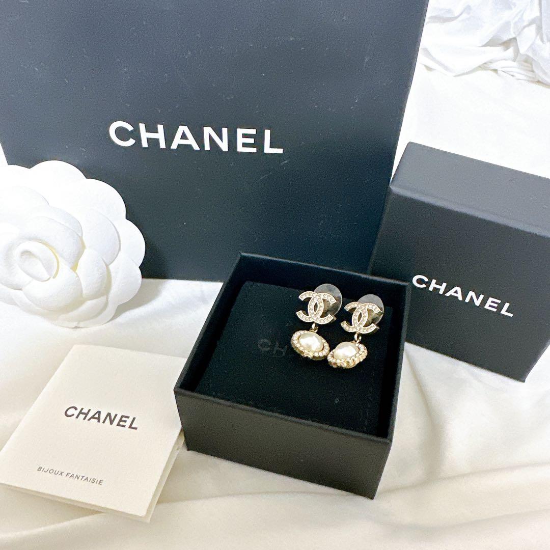 最終価格！CHANEL ココマーク フェイクパール ラインストーン ピアス