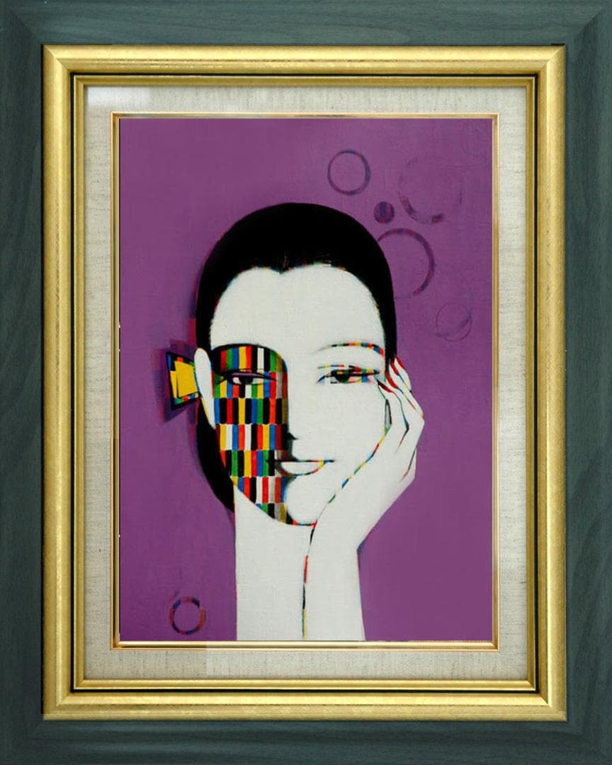 油絵 菅家令子 絵 絵画 インテリア F6-082211 人物 女性