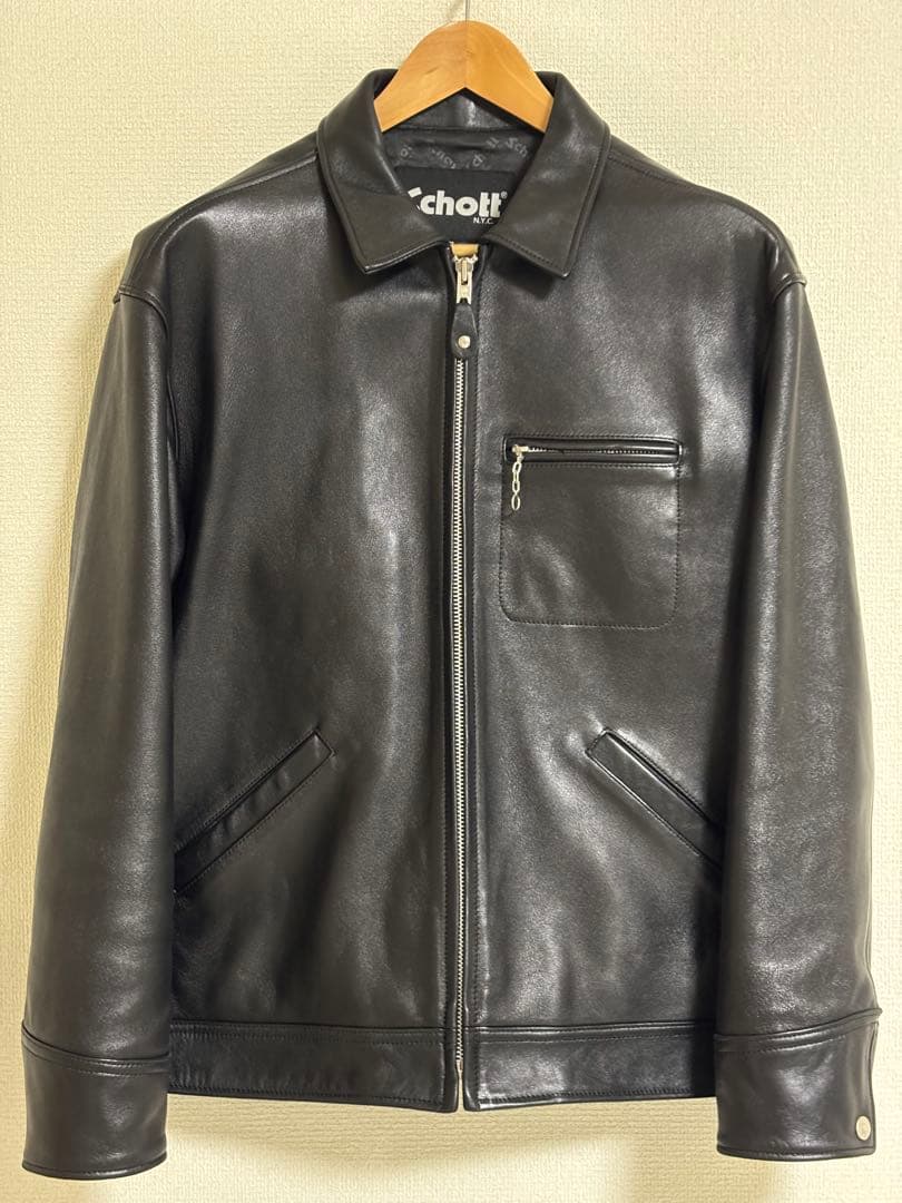 【超美品✨】Schott ラムレザー トラッカージャケット / ブラック M