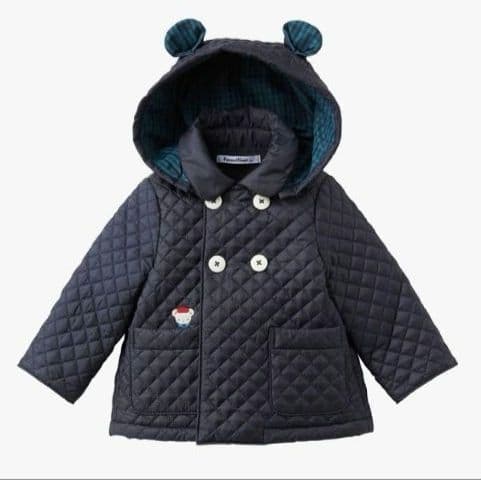 【美品】familiar ファミリア キルティング クマ耳 コート 80