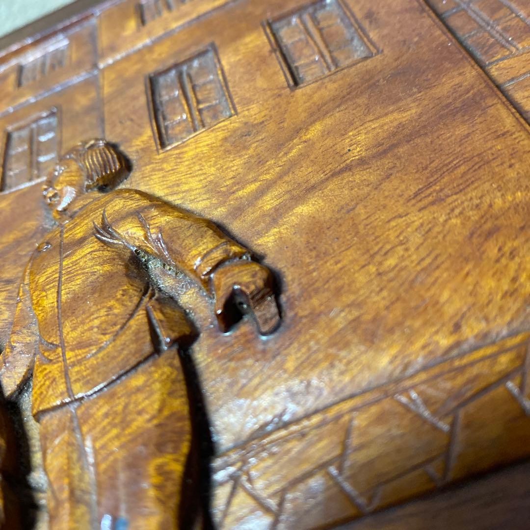 中国古玩　木彫　毛沢東　人生図箱