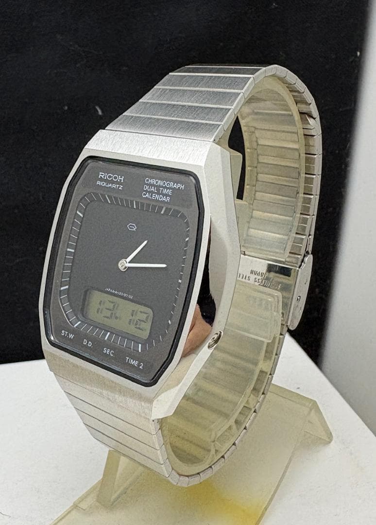 865/稼働 80年代 リコー リクオーツ ミラー文字盤 デジアナ デジタル