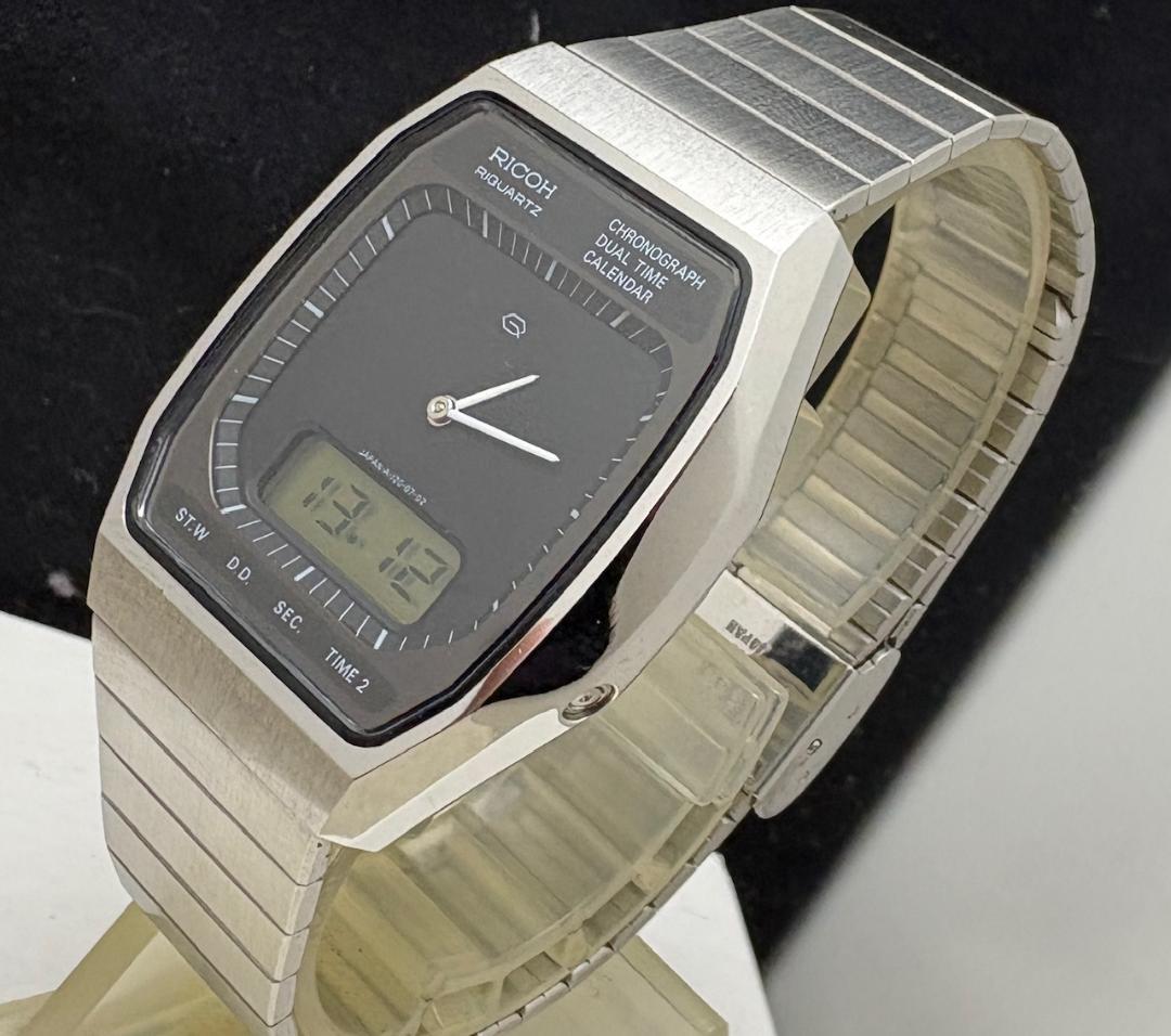865/稼働 80年代 リコー リクオーツ ミラー文字盤 デジアナ デジタル