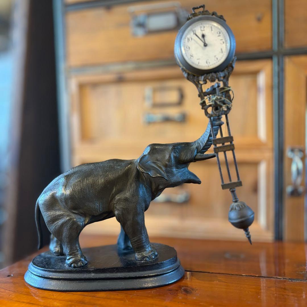 【JUNGHANS】　ユンハンス　置時計　ドイツ　ヴィンテージ　象　【JUNK】