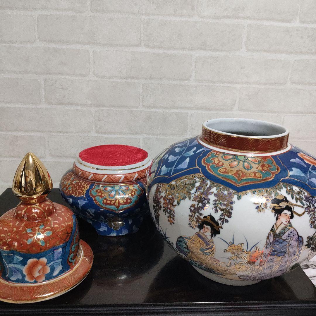 有田焼 金彩 染錦 美人図 沈香壺 飾壺 高さ46cm 古美術 骨董品
