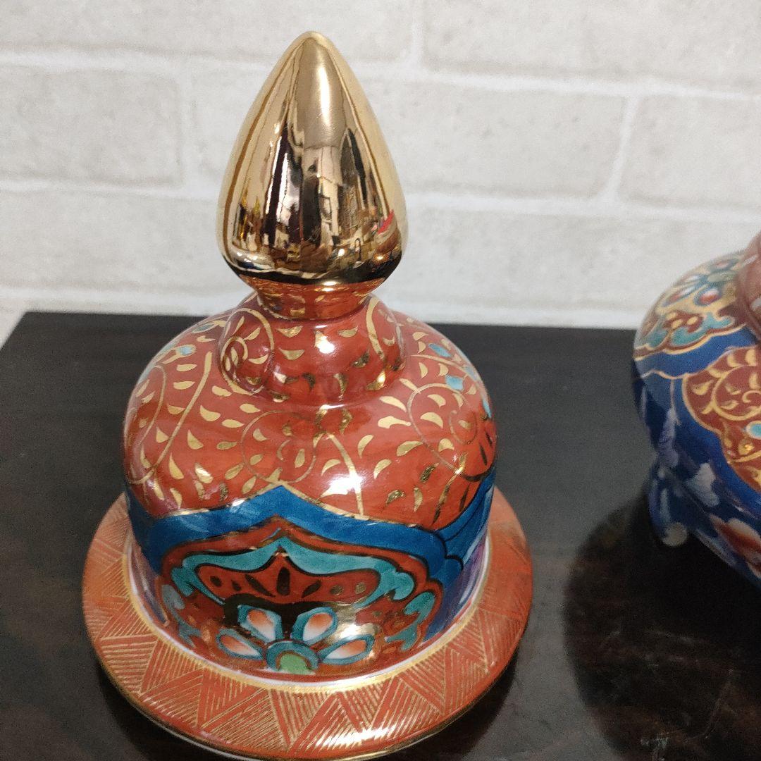 有田焼 金彩 染錦 美人図 沈香壺 飾壺 高さ46cm 古美術 骨董品