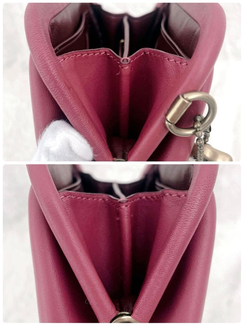【激カワ】美品 COACH コーチ がま口 ミニ財布 ピンク ケース