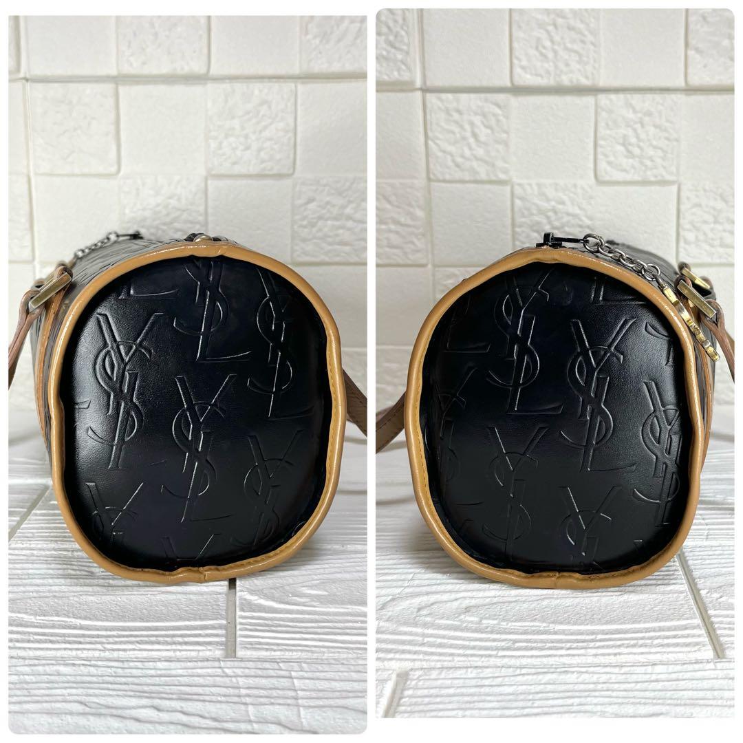 【入手困難】✨美品✨☘️イブサンローラン☘️✨ミニボストンバッグ✨YSL柄✨金具ロゴ