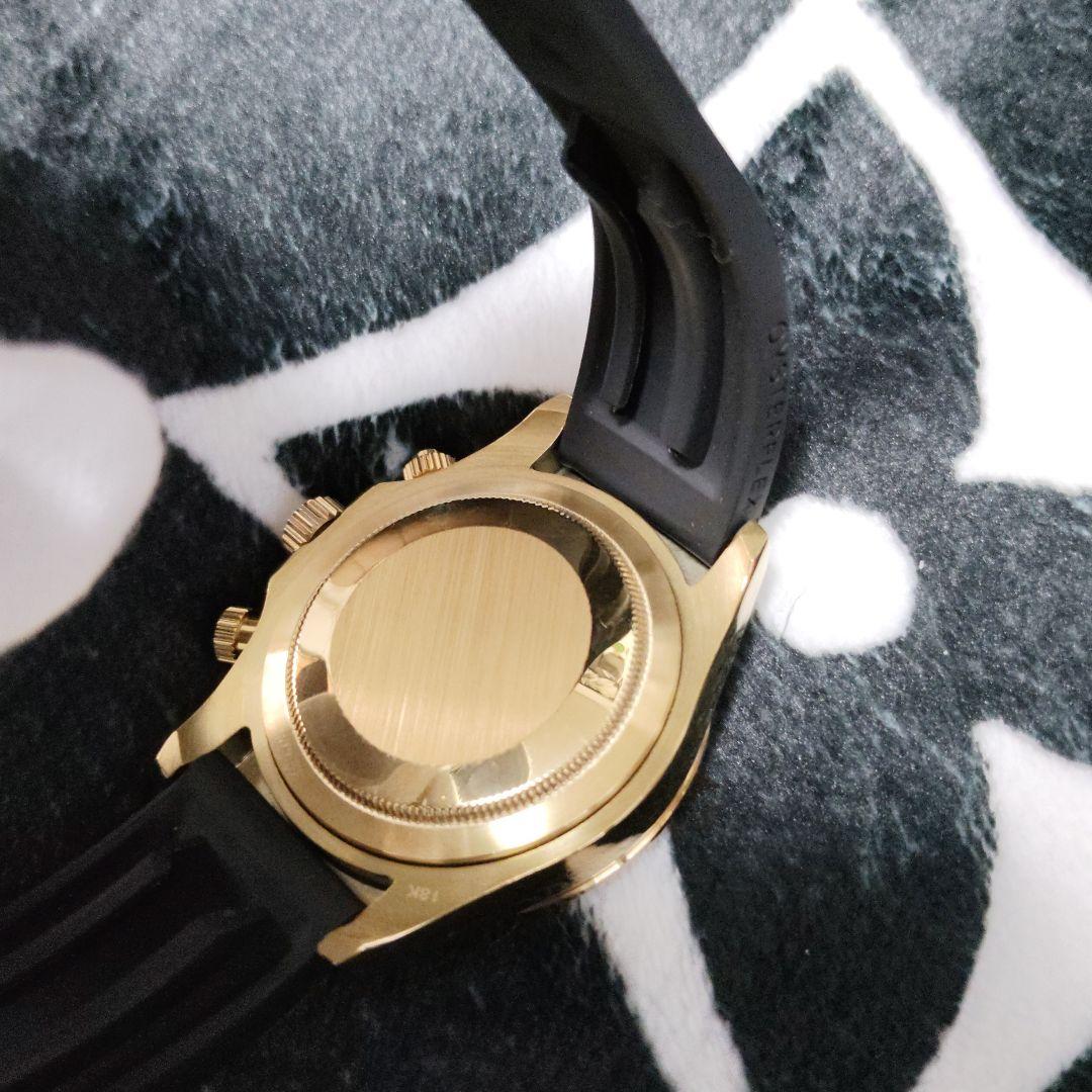 ゴールド クロノグラフ 時計 ラバーベルト