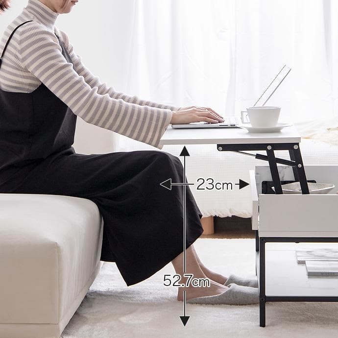 【幅80cm】昇降式テーブル 小さめ 昇降テーブル コンパクト【ブラウン】