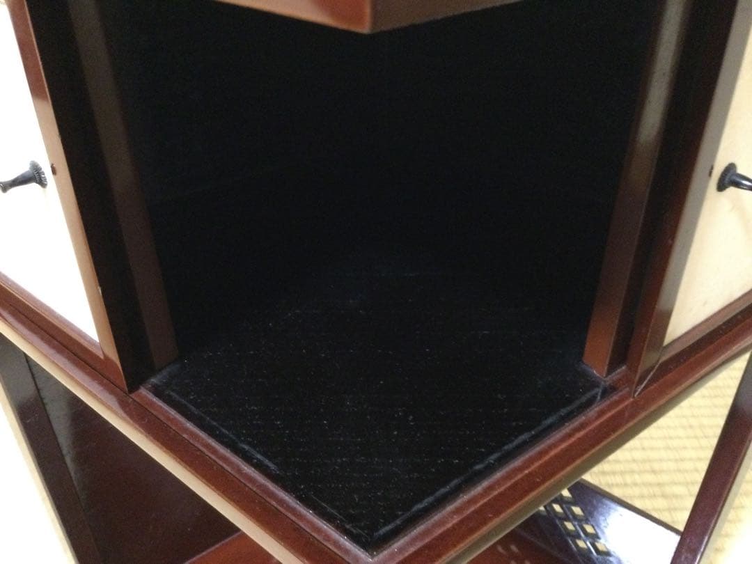 茶道具 徒然棚 溜塗 茶棚 箱付 L307