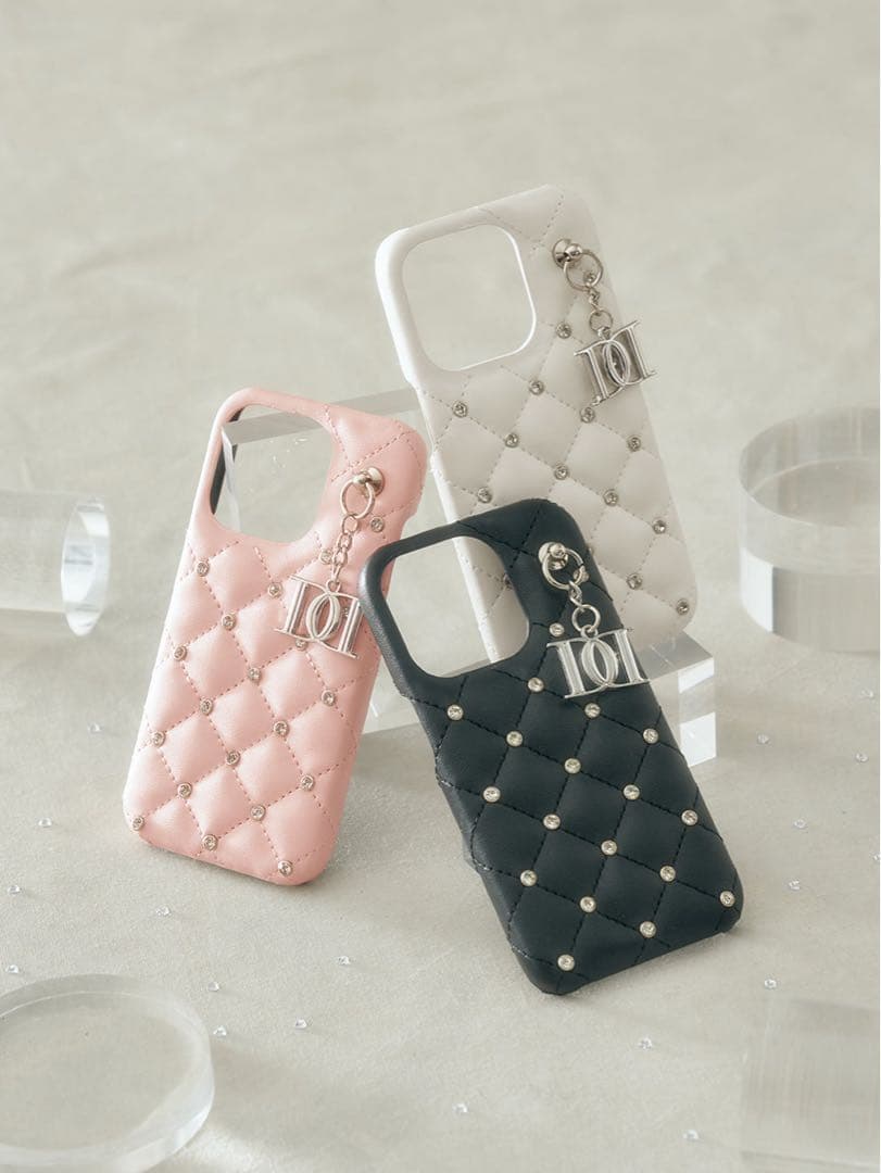 Darich キルティングビジューDDチャーム iPhoneケース 16Pro