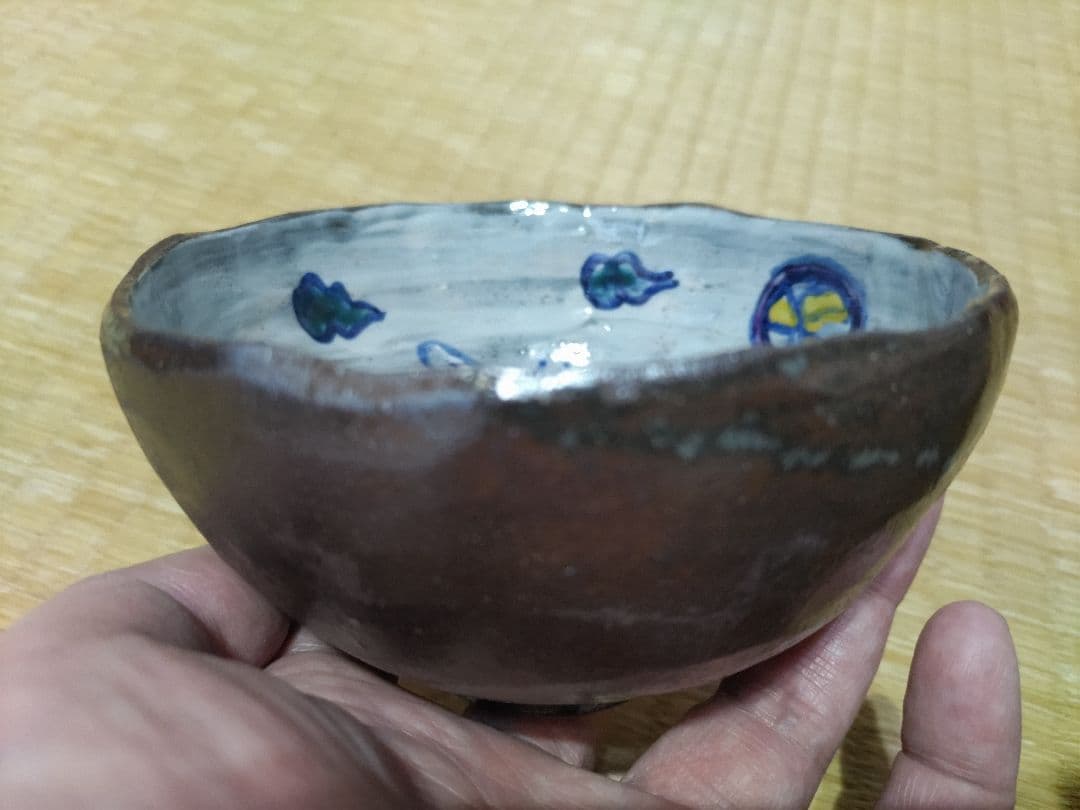 堤展子　遊兎碗　ウサギ図　茶碗　共箱・布　未使用