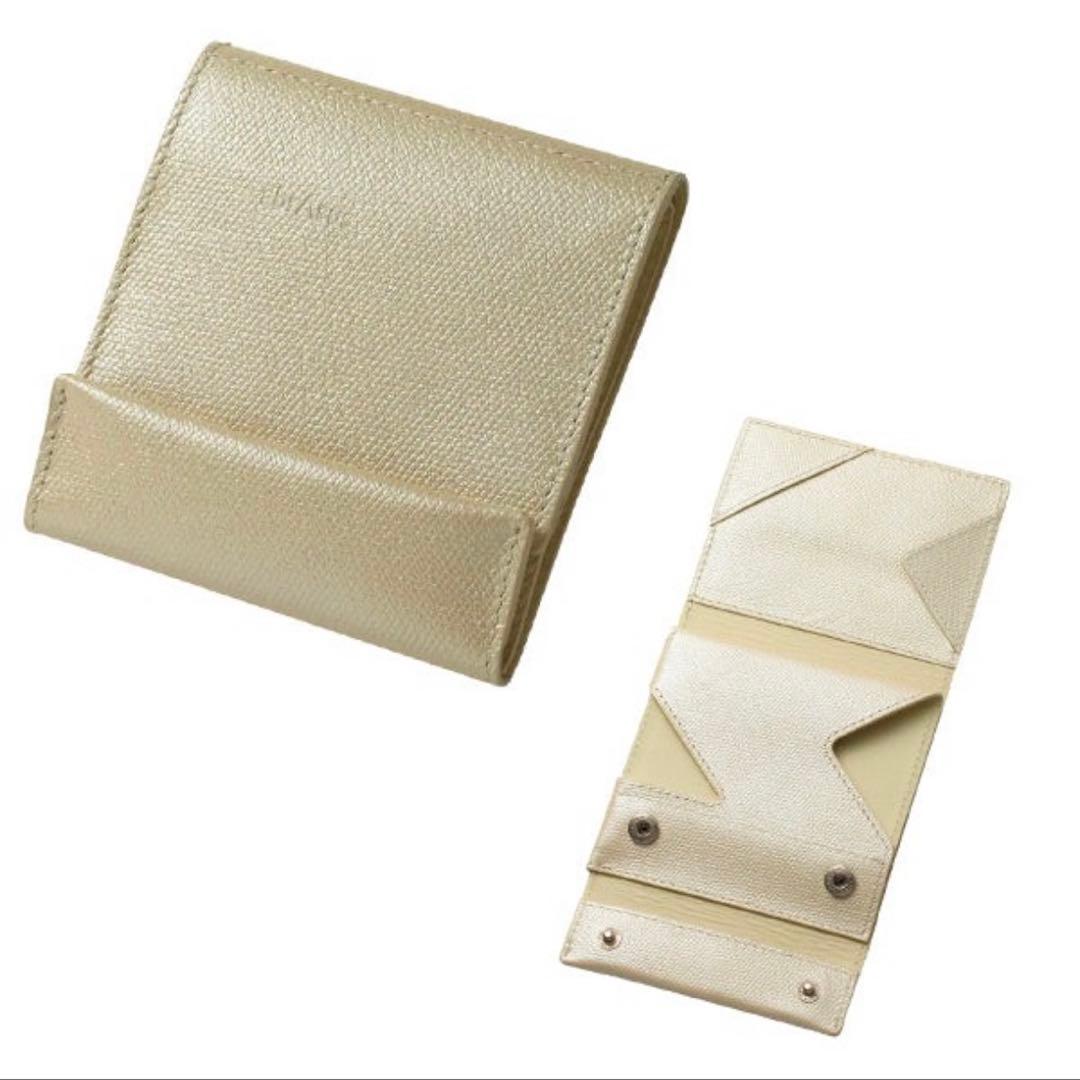 【極美品】パールアイボリー×超ミニマル財布♡Abrasus薄い財布レディース