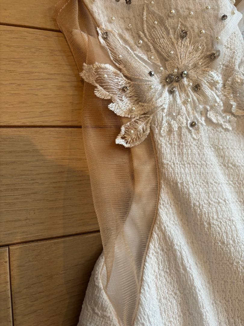 ホワイトレース装飾ドレス ロングドレス キャバドレス ナイトドレス