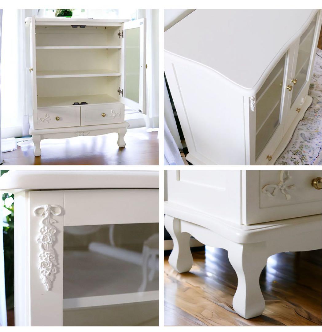 【本日まで〆】ココリボン ガラスキャビネット ホワイト