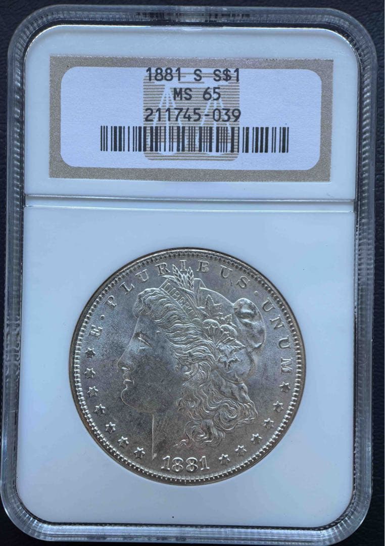 【1881-S アメリカ モルガンダラー銀貨】トーン NGC MS 65