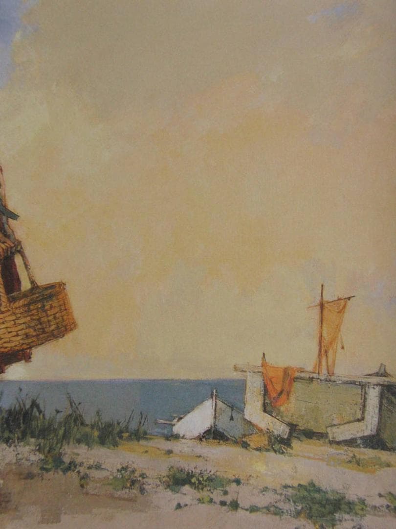 西健吉、【浜】、希少な額装用画集より、新品額装付、状態良好