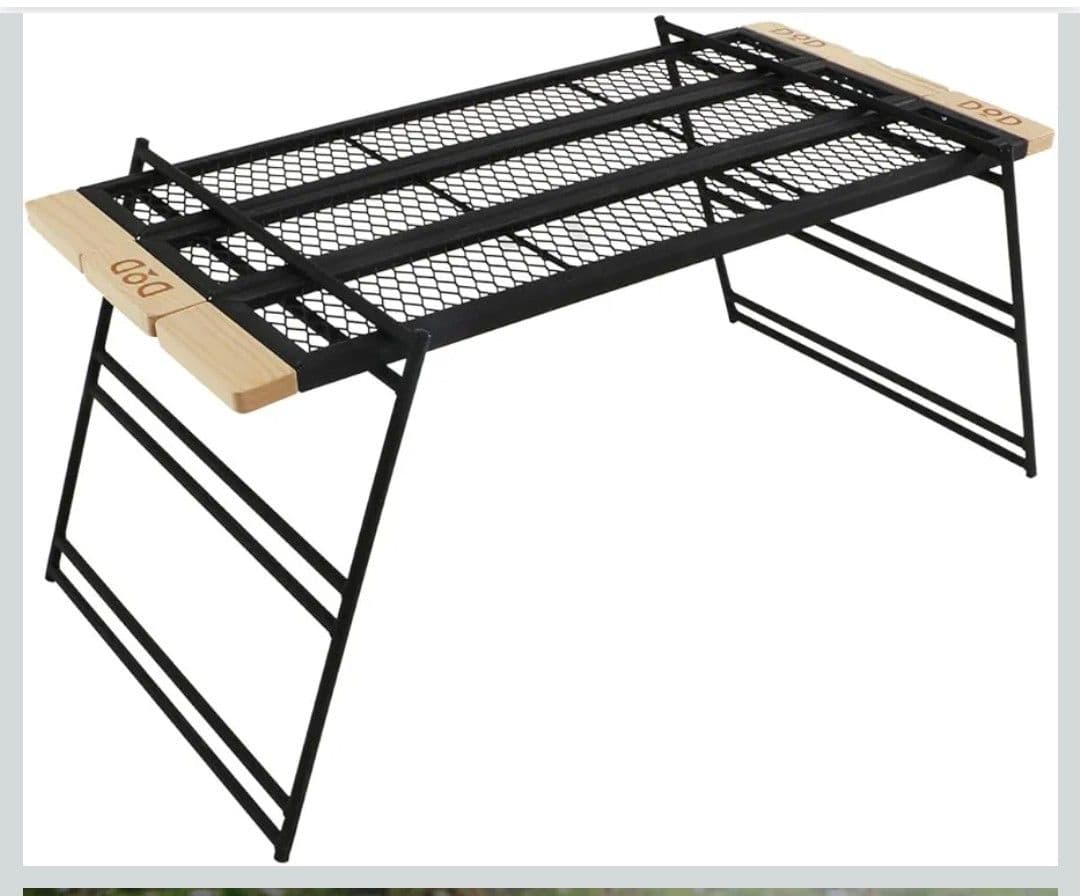 DOD テキーララック 3段セット メッシュ天板付 ブラック×ウッド＋専用バッグ