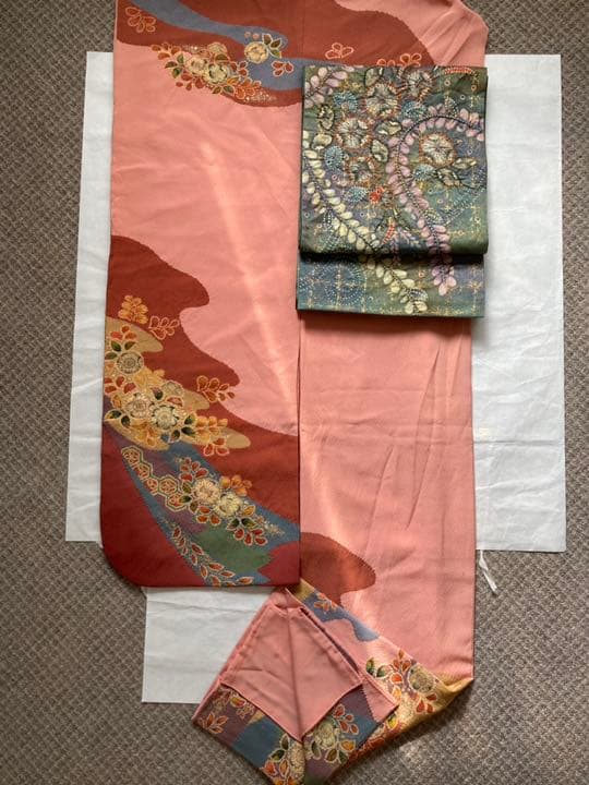 【冬SALE】着物◎振袖 袷 辻が花 十日町染匠 桐屋翠山工房 落款 暈し染