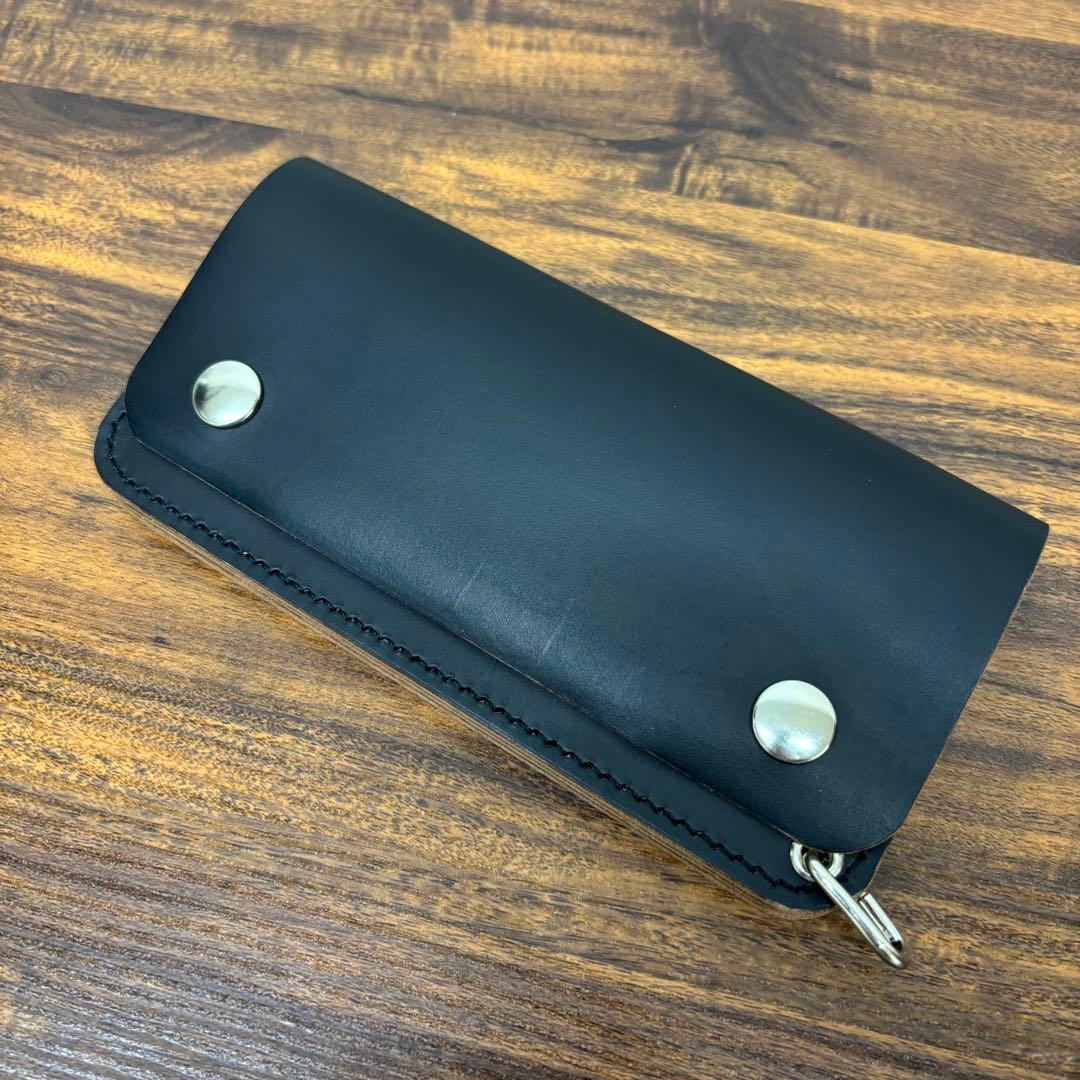 トラッカーウォレット　黒　茶心　3層　小寺製革所